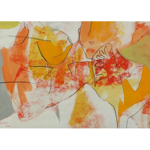 879 - Doreen Lowe - Abstract composition, mixed media, mounted and framed, 41cm x 29cm