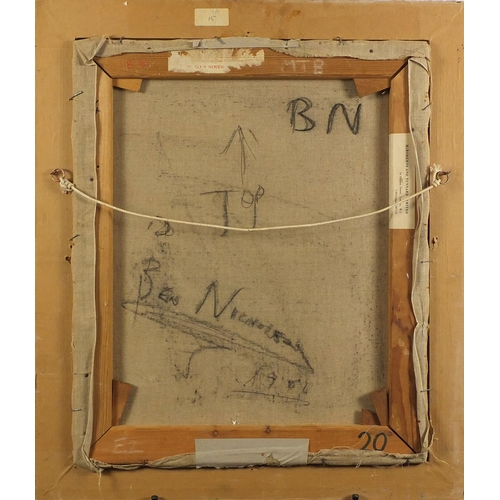 750 - Attributed to Ben Nicholson - Abstract composition, oil onto canvas, inscribed verso, framed, 60cm x... 