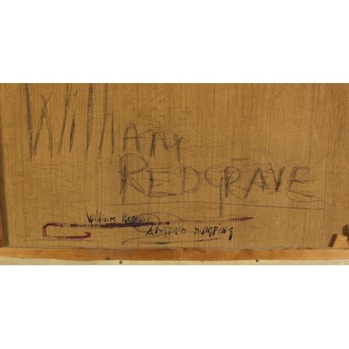 747 - Manner of William Redgrave - Ammo Pumping, inscribed verso, military oil onto canvas, framed, 65cm x... 