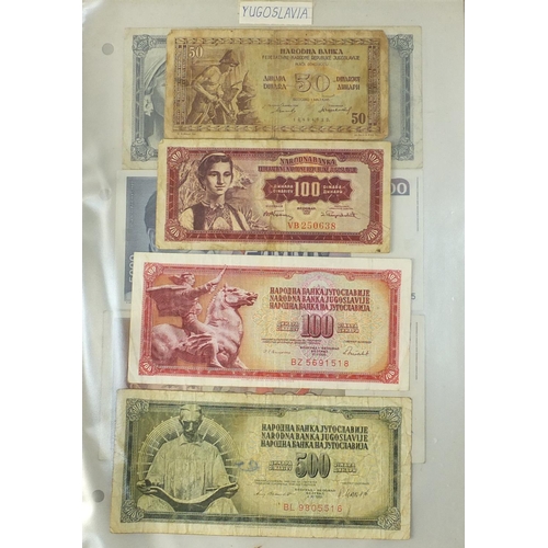 202 - Album of world banknotes arranged in an album including Scotland, Spain and Mexico