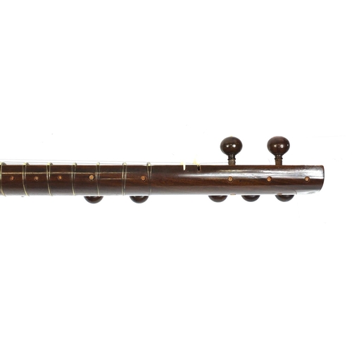 92 - Indian sitar with case, Rikhi Ram New Dehli label, 127cm length