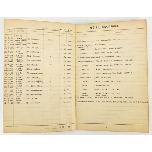 250 - British military Royal Air Force pilot's flying log book relating to Newman D. I. 364225 LAC, with i... 