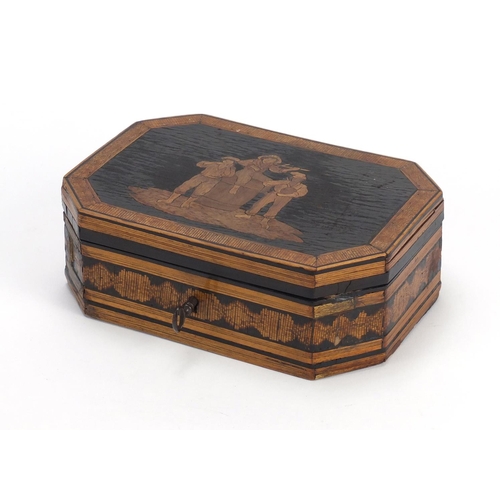 80 - 19th Century Italian Sorrento ware box with marquetry inlay, 6cm high x 17cm wide x 12cm deep