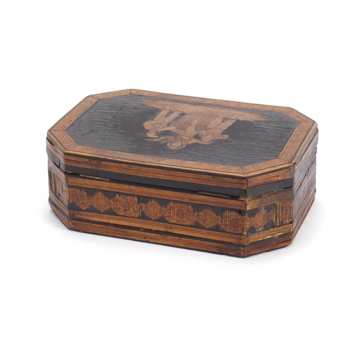 80 - 19th Century Italian Sorrento ware box with marquetry inlay, 6cm high x 17cm wide x 12cm deep