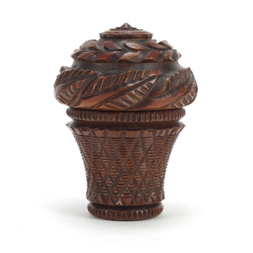 43 - 19th century carved coquilla nut nutmeg grater, 6cm high