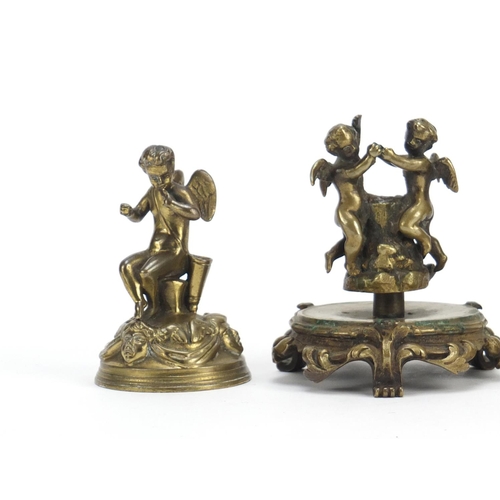 76 - Three classical bronzes including one of Diana the Huntress, 12cm hihh