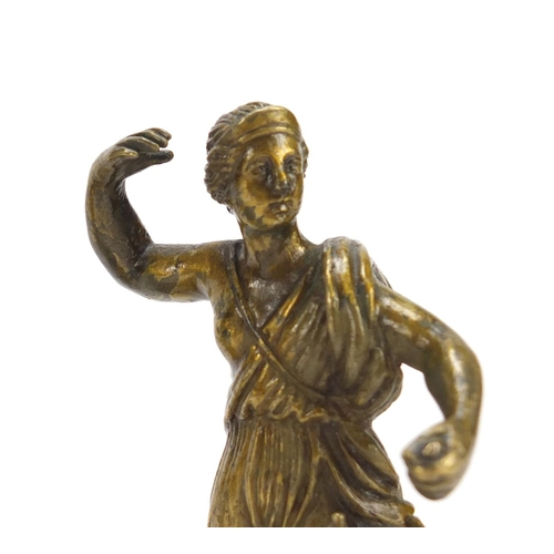 76 - Three classical bronzes including one of Diana the Huntress, 12cm hihh