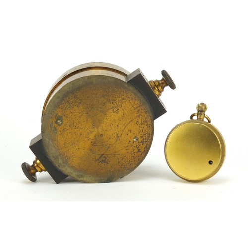 44 - Brass cased compensated pocket barometer by Mottershead and Co of Manchester, and a compass inscribe... 