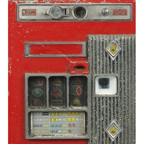 147 - Vintage one armed bandit slot machine, 69cm H x 40.5cm W x 39.5cm D