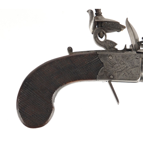 289 - Early 19th century flintlock pocket pistol by Theophilus Richards, with folding trigger, turn off ba... 