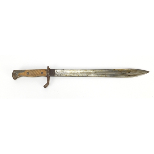 271 - German Military interest bayonet with scabbard, the steel blade impressed Weyersberg Kirschbaum and ... 