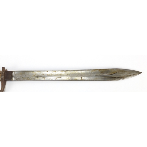 271 - German Military interest bayonet with scabbard, the steel blade impressed Weyersberg Kirschbaum and ... 