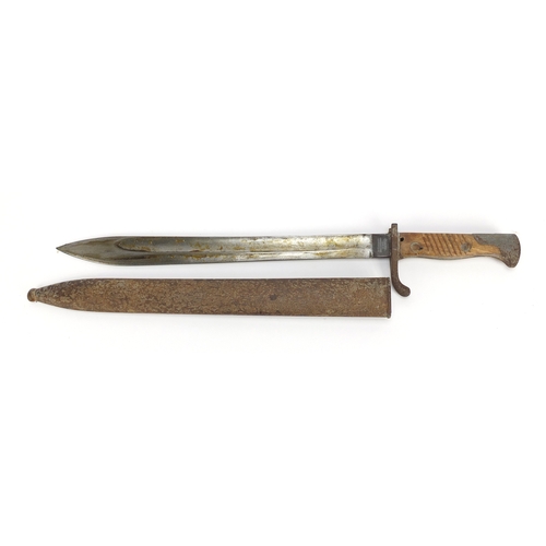 271 - German Military interest bayonet with scabbard, the steel blade impressed Weyersberg Kirschbaum and ... 