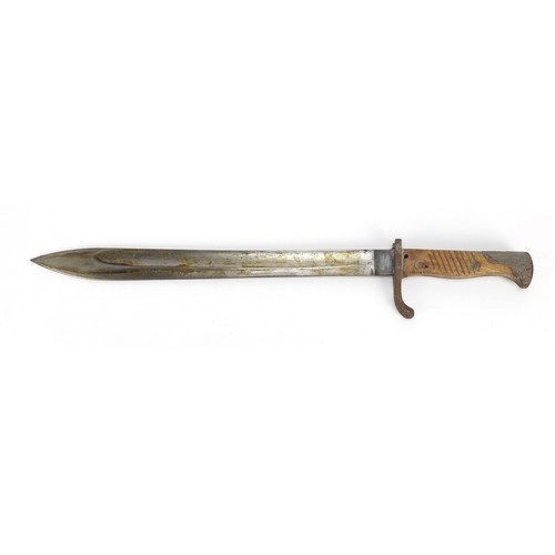 271 - German Military interest bayonet with scabbard, the steel blade impressed Weyersberg Kirschbaum and ... 