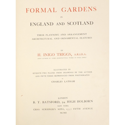 167 - Formal gardens in England and Scotland, leather bound hardback book by H. Iniga Triggs, published Lo... 