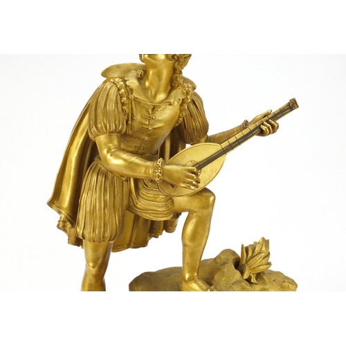 9 - French Empire ormolu figural mantel clock striking on a bell by Alexandre Roussel, mounted with a cl... 