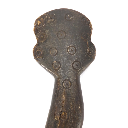 84 - Horn carving of a dagger, possibly rhinoceros horn, 31cm in length, 131.0g