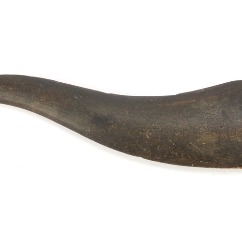 84 - Horn carving of a dagger, possibly rhinoceros horn, 31cm in length, 131.0g