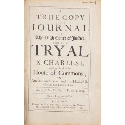 169 - True copy of The Journal of The High Court of Jubilee for The Trial of King Charles I, 17th century ... 