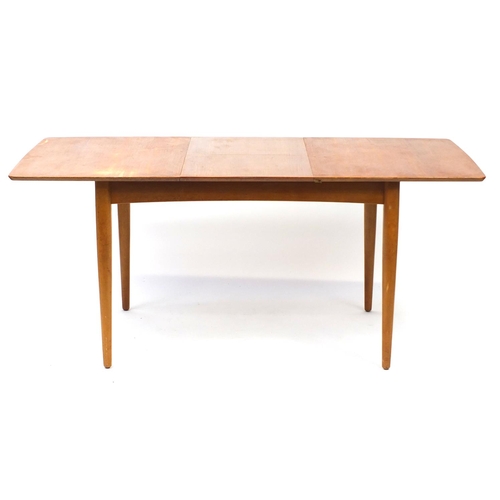 143 - Vintage teak extending dining table, 72cm H x 122cm W (folded) x 83cm D