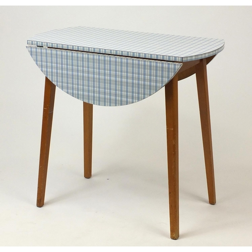 162 - 1960's Formica topped drop leaf table, 75cm H x 43cm W (folded) x 83cm D