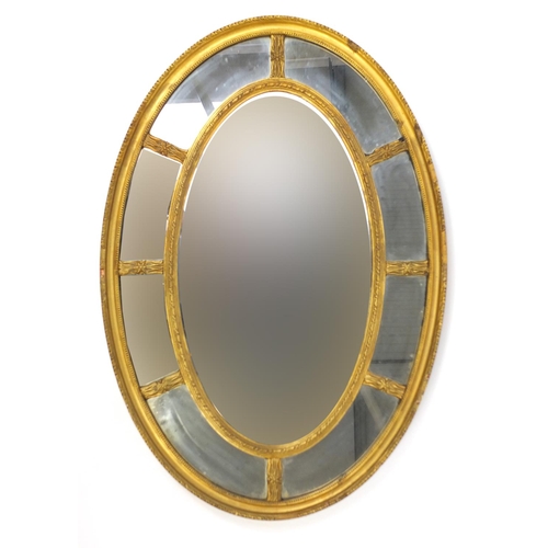 16 - Oval gilt framed mirror, 88cm wide