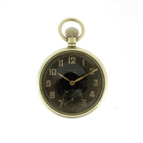 724 - Military interest Rolex pocket watch, numbered A4186 to the dial, 5cm in diameter