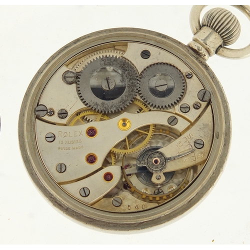 724 - Military interest Rolex pocket watch, numbered A4186 to the dial, 5cm in diameter