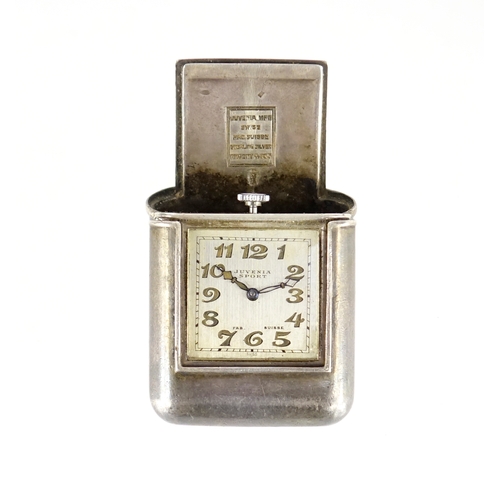 737 - Art Deco Juvenia silver travel watch, numbered 71512, impressed marks to the case, 4.8cm in length