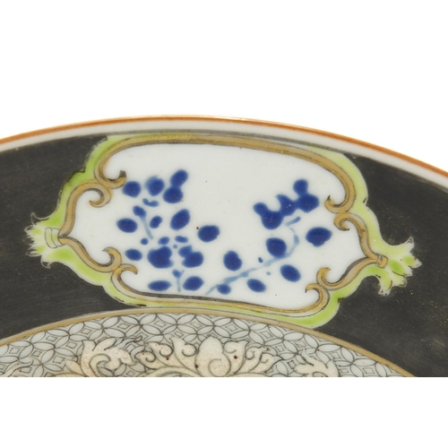 322 - Chinese porcelain plate, finely hand painted in the famille rose palette with two young girls within... 