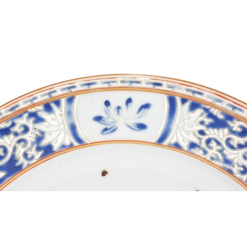 340 - Chinese porcelain plate hand painted with an erotic couple, 23cm in diameter