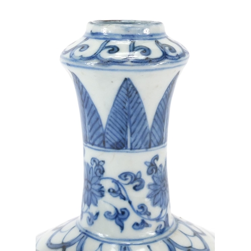 357 - Chinese blue and white porcelain Kendi, hand painted with two dragons amongst flower and foliage, 22... 