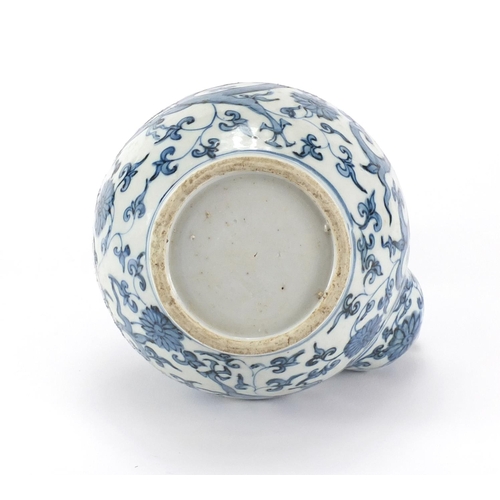357 - Chinese blue and white porcelain Kendi, hand painted with two dragons amongst flower and foliage, 22... 