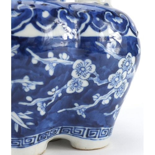 363 - Chinese blue and white porcelain tulip vase, hand painted with prunus flowers, 26.5cm high