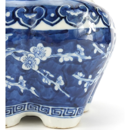 363 - Chinese blue and white porcelain tulip vase, hand painted with prunus flowers, 26.5cm high