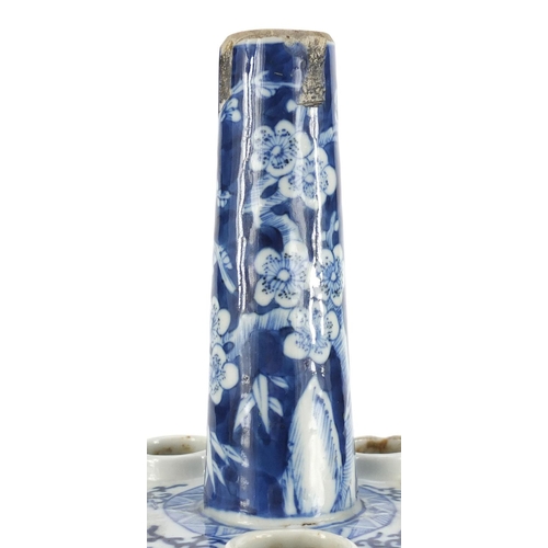 363 - Chinese blue and white porcelain tulip vase, hand painted with prunus flowers, 26.5cm high