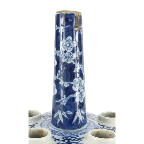 363 - Chinese blue and white porcelain tulip vase, hand painted with prunus flowers, 26.5cm high