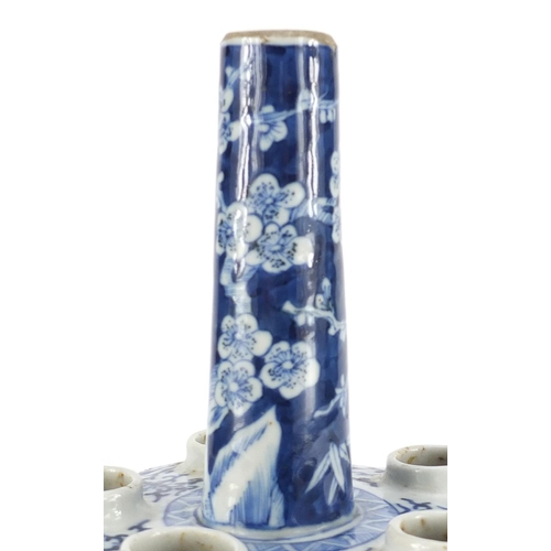 363 - Chinese blue and white porcelain tulip vase, hand painted with prunus flowers, 26.5cm high