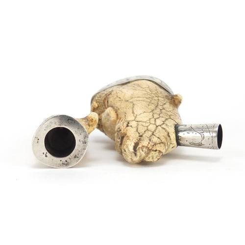 45 - Two novelty silver mounted pipes, the largest 10.5cm in length