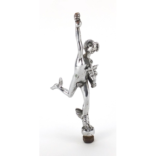 62 - Chrome plated car mascot in the form of Winged Mercury, 19cm high