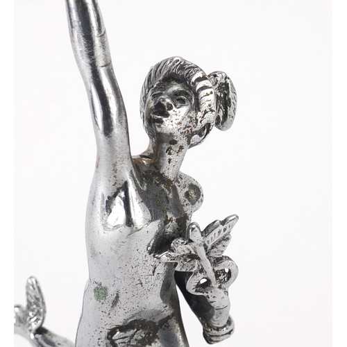 62 - Chrome plated car mascot in the form of Winged Mercury, 19cm high