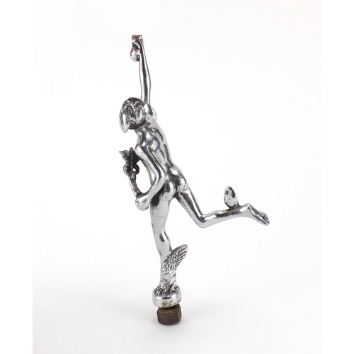 62 - Chrome plated car mascot in the form of Winged Mercury, 19cm high