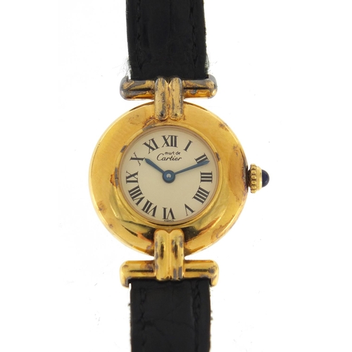 718 - Ladies silver gilt Must De Cartier Vermeil wristwatch with box and paperwork, numbered 029127 580002... 