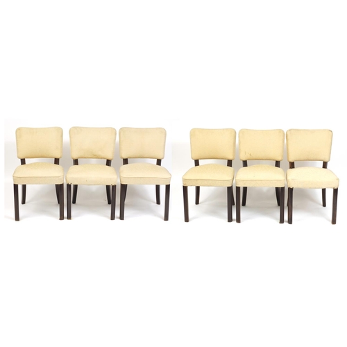 2010 - Set of six Art Deco Macassar ebony dining chairs with cream upholstery