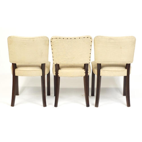 2010 - Set of six Art Deco Macassar ebony dining chairs with cream upholstery