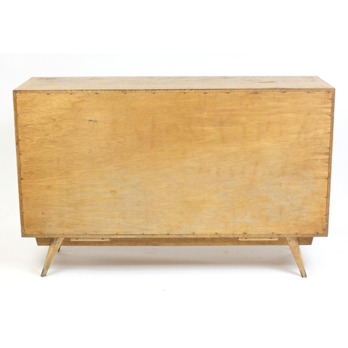 2007 - 1920's industrial oak multi drawer chest, with baize lined sectional drawers and brass handles, 99.5... 