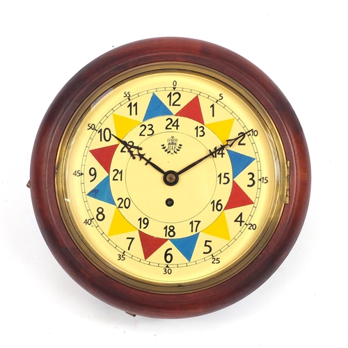 2013 - RAF style mahogany cased wall clock with fusée movement and painted dial, 33cm diameter