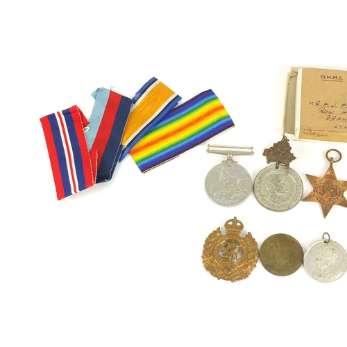 212 - British Military World War I and World War II medal group including a pair awarded to 15526PTE.F.J.F... 