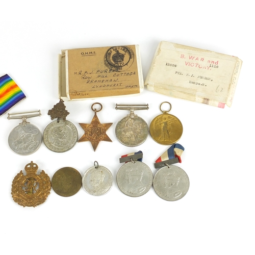 212 - British Military World War I and World War II medal group including a pair awarded to 15526PTE.F.J.F... 