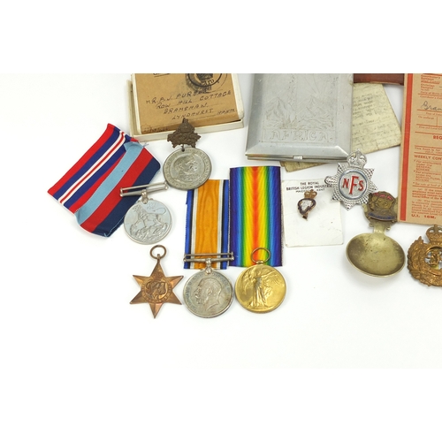 212 - British Military World War I and World War II medal group including a pair awarded to 15526PTE.F.J.F... 